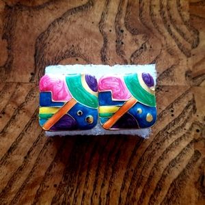 Artsy square earrings 2 pair